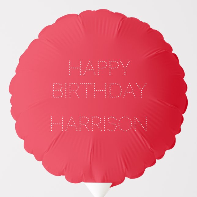 Customize name, age, Happy Birthday, red white Balloon (Front)