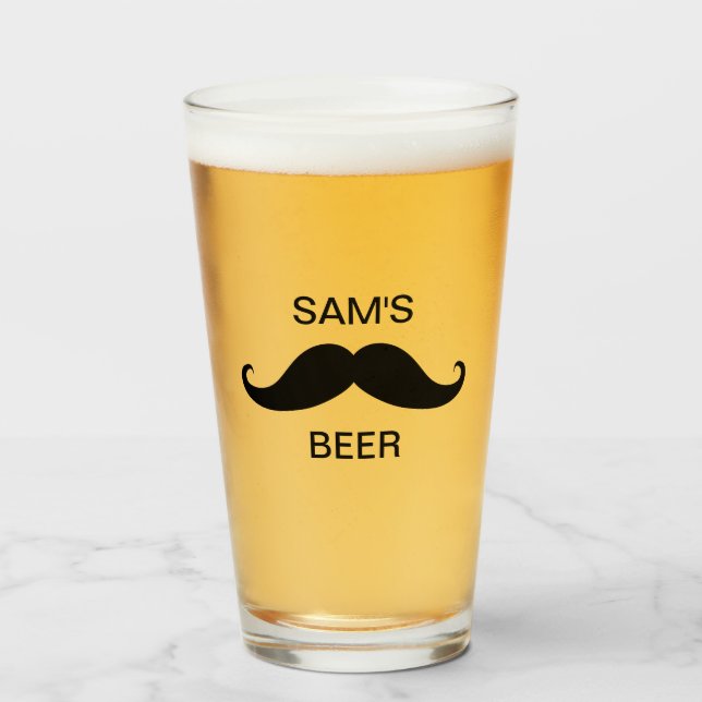 Customize Name Beard Beer Father's Day Glass (Front Filled)
