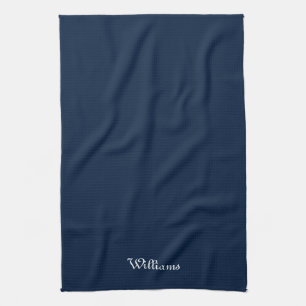 Customize name classic navy blue white kitchen towel