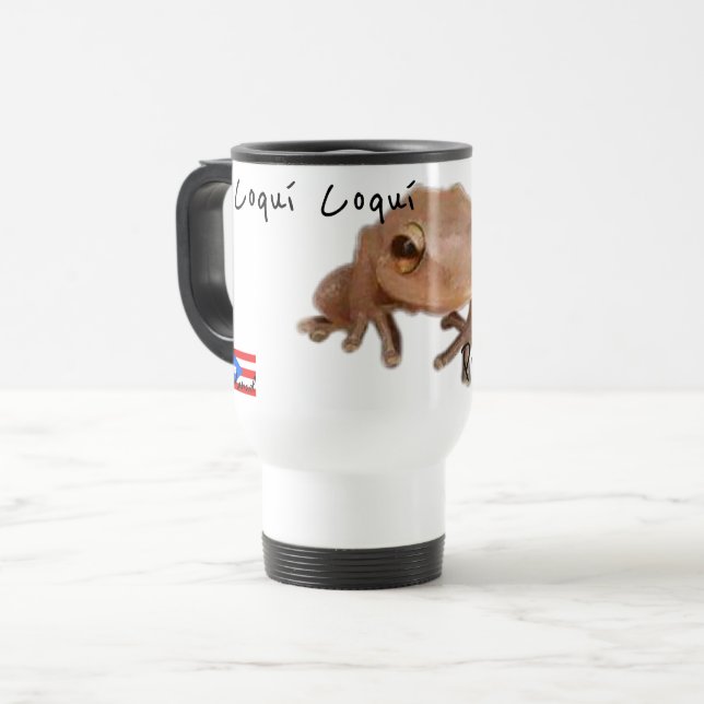 Customize Name Coqui Puerto Rico Flag Travel Mug (Front Left)