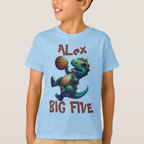 Customize Name Cute Dinosaur Basketball Player  T_Shirt