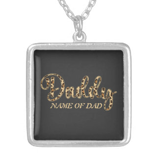 Customize Name Daddy Leopard Letter Silver Plated Necklace