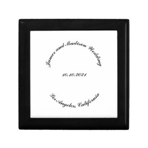 Customize Name, date black curved letters wedding Gift Box