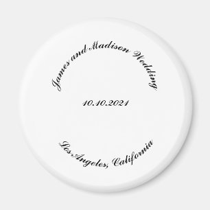 Customize Name, date black curved letters wedding Magnet