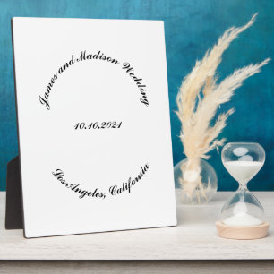 Customize Name, date black curved letters wedding Plaque