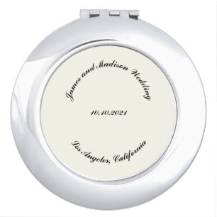 Customize Name, date black ivory wedding Compact Mirror