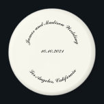 Customize Name, date black ivory wedding Magnet<br><div class="desc">Customize Name,  date black curved letters ivory background wedding magnet,  favor,  favors
custom text,  personalize it with your own text,  information</div>