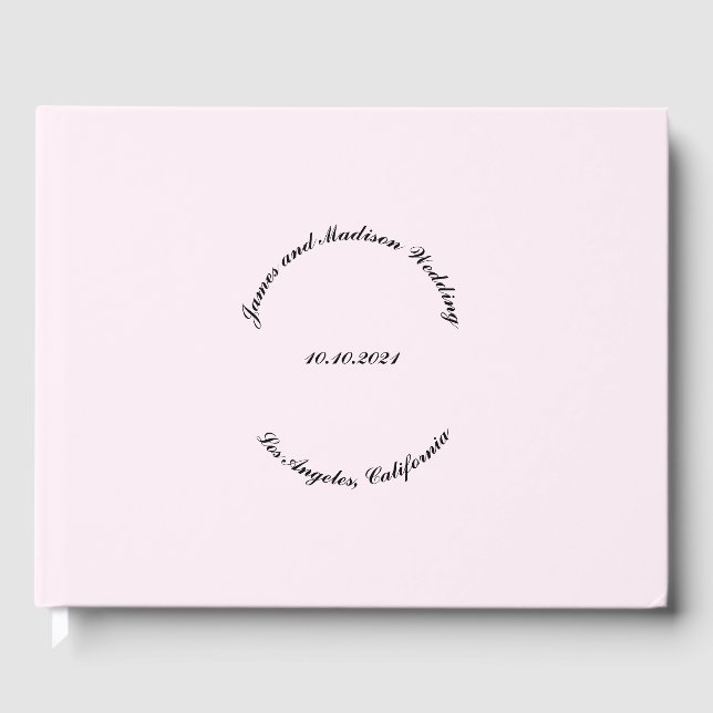 Customize Name, date, pale light pink wedding Guest Book (Front)