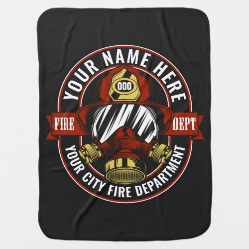 Customize NAME Firefighter Helmet Mask Fire Rescue Baby Blanket