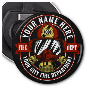 Customize NAME Firefighter Helmet Mask Fire Rescue Bottle Opener