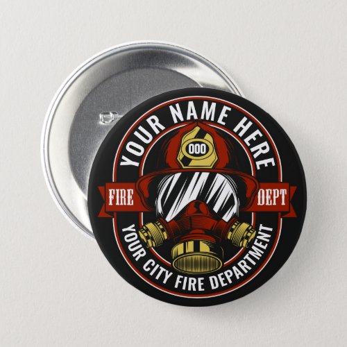 Customize NAME Firefighter Helmet Mask Fire Rescue Button