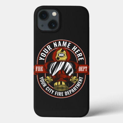 Customize NAME Firefighter Helmet Mask Fire Rescue iPhone 13 Case