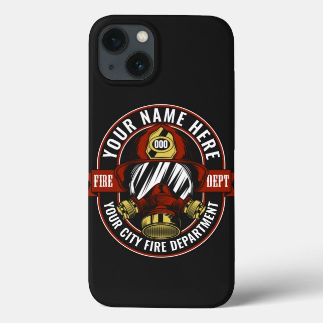 Customize NAME Firefighter Helmet Mask Fire Rescue Case-Mate iPhone Case (Back)