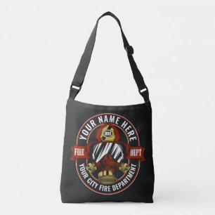Customize NAME Firefighter Helmet Mask Fire Rescue Crossbody Bag