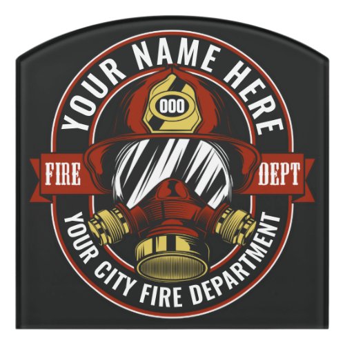 Customize NAME Firefighter Helmet Mask Fire Rescue Door Sign