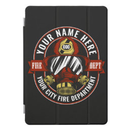 Customize NAME Firefighter Helmet Mask Fire Rescue iPad Pro Cover