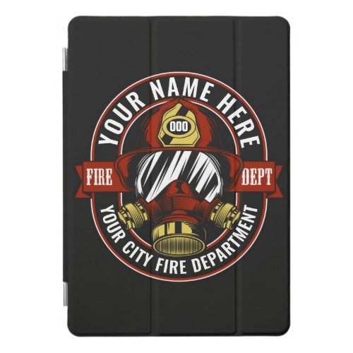 Customize NAME Firefighter Helmet Mask Fire Rescue iPad Pro Cover
