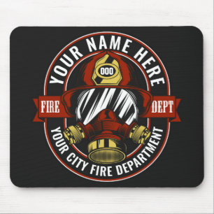 Customize NAME Firefighter Helmet Mask Fire Rescue Mouse Pad