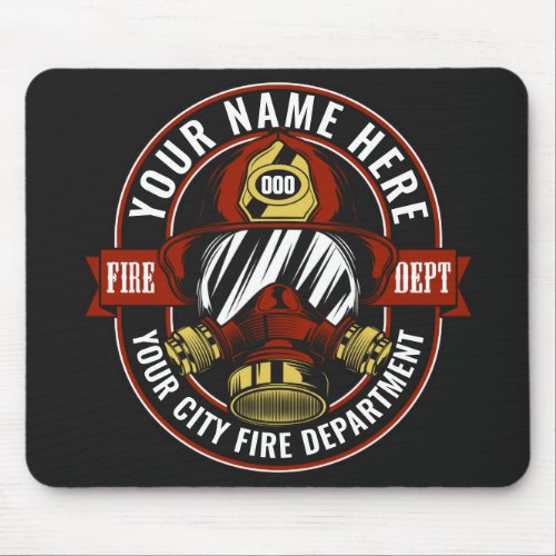 Customize NAME Firefighter Helmet Mask Fire Rescue Mouse Pad