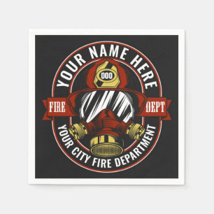 Customize NAME Firefighter Helmet Mask Fire Rescue Napkins