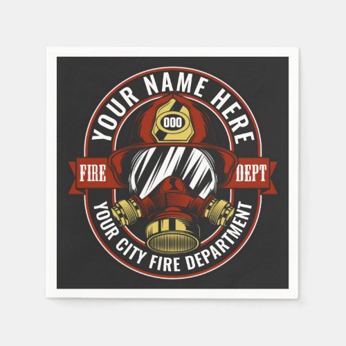 Customize NAME Firefighter Helmet Mask Fire Rescue Napkins