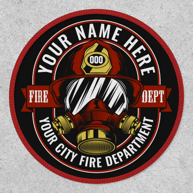 Fire Department Logo Custom Iron On Patch, Zazzle