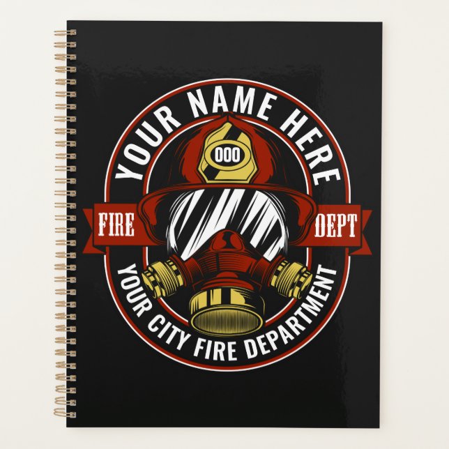 Customize NAME Firefighter Helmet Mask Fire Rescue Planner (Front)