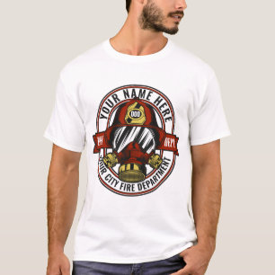 Customize NAME Firefighter Helmet Mask Fire Rescue T-Shirt