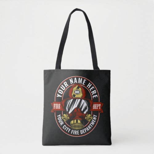 Customize NAME Firefighter Helmet Mask Fire Rescue Tote Bag