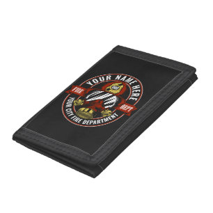 Customize NAME Firefighter Helmet Mask Fire Rescue Tri-fold Wallet