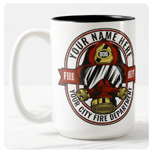 Customize NAME Firefighter Helmet Mask Fire Rescue Two-Tone Coffee Mug