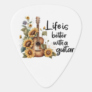 Customize Name Guitar With Sunflower Guitar Pick