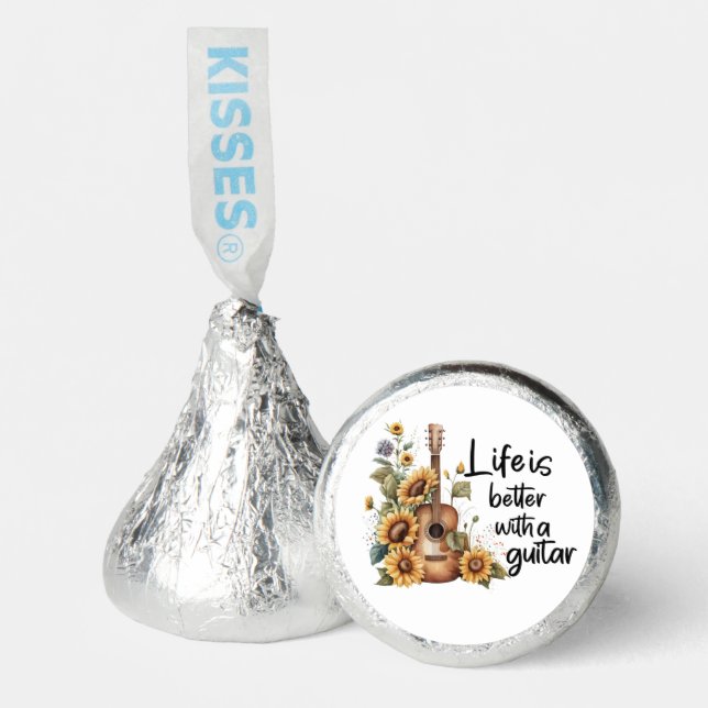 Customize Name Guitar With Sunflower Hershey®'s Kisses® (Front)