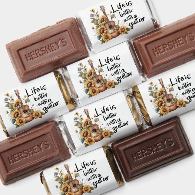 Customize Name Guitar With Sunflower Hershey's Miniatures (Assorted)