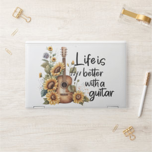 Customize Name Guitar With Sunflower HP Laptop Skin