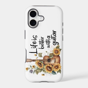 Customize Name Guitar With Sunflower iPhone 17 Case