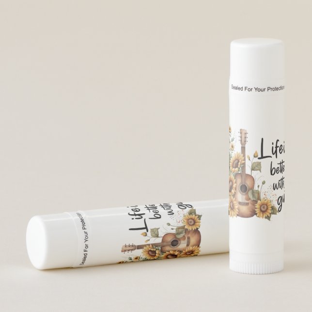 Customize Name Guitar With Sunflower Lip Balm (Front)