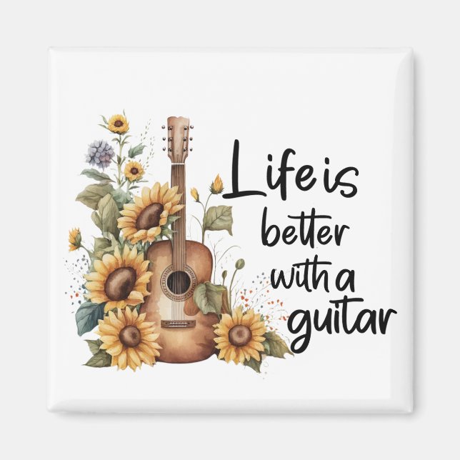Customize Name Guitar With Sunflower Magnet (Front)