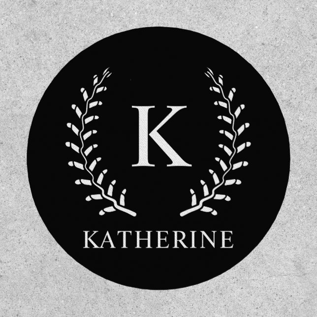 Customize Name & Initial Black and White Monogram Patch (Front)