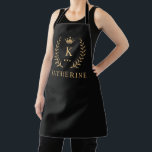 Customize Name & Initial Black White Gold Monogram Apron<br><div class="desc">Introducing our Customize Name & Initial Black White Gold Monogram collection – a bespoke fusion of sophistication and personalization. Tailored for those who appreciate unique details, this collection allows you to add your name and initials to a timeless black and white palette, elegantly accented with gold monogramming. Whether you're looking...</div>