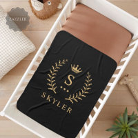 Customize Name & Initial Black White Gold Monogram