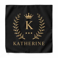 Customize Name & Initial Black White Gold Monogram