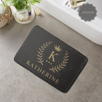 Customize Name & Initial Black White Gold Monogram