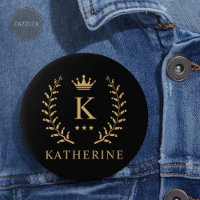 Customize Name & Initial Black White Gold Monogram