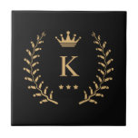 Customize Name & Initial Black White Gold Monogram Ceramic Tile<br><div class="desc">Introducing our Customize Name & Initial Black White Gold Monogram collection – a bespoke fusion of sophistication and personalization. Tailored for those who appreciate unique details, this collection allows you to add your name and initials to a timeless black and white palette, elegantly accented with gold monogramming. Whether you're looking...</div>