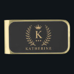 Customize Name & Initial Black White Gold Monogram Gold Finish Money Clip<br><div class="desc">Introducing our Customize Name & Initial Black White Gold Monogram collection – a bespoke fusion of sophistication and personalization. Tailored for those who appreciate unique details, this collection allows you to add your name and initials to a timeless black and white palette, elegantly accented with gold monogramming. Whether you're looking...</div>