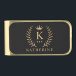 Customize Name & Initial Black White Gold Monogram Gold Finish Money Clip<br><div class="desc">Introducing our Customize Name & Initial Black White Gold Monogram collection – a bespoke fusion of sophistication and personalization. Tailored for those who appreciate unique details, this collection allows you to add your name and initials to a timeless black and white palette, elegantly accented with gold monogramming. Whether you're looking...</div>