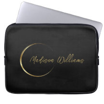 Customize Name & Initial Black White Gold Monogram