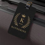 Customize Name & Initial Black White Gold Monogram Luggage Tag<br><div class="desc">Introducing our Customize Name & Initial Black White Gold Monogram collection – a bespoke fusion of sophistication and personalization. Tailored for those who appreciate unique details, this collection allows you to add your name and initials to a timeless black and white palette, elegantly accented with gold monogramming. Whether you're looking...</div>