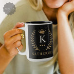 Customize Name & Initial Black White Gold Monogram Mug<br><div class="desc">Introducing our Custom Name & Initial Black Gold Monogram Ceramic Ornament – a personalized touch to adorn your holiday season! Elevate your festive decor with this elegant ornament featuring a black and gold monogram design. Add a custom touch by including your name and initial, making it a unique and stylish...</div>